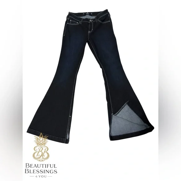 Hollister 3S 26W/30L Low Rise Vintage Flare with Soft Stretch Dark Blue Jeans - Picture 3 of 6
